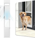 Classic white adjustable sliding glass doggie door with screen design and large flap – view 2