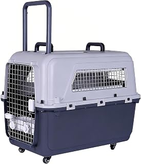 Large Dog Crate Pet Carrier with Trolley Style Design