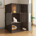 Large Indoor Cat Cage, Detachable Metal Wire, Assembled Playpen, Black, 27.5