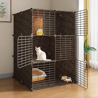 Large Indoor Cat Cage, Detachable Metal Wire, Assembled Playpen, Black, 27.5