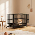 37 inch folding wire dog crate with two doors and removable tray