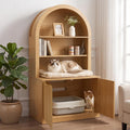 57 inch tall cat litter box enclosure cabinet with open shelves above