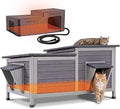 Large Heated Outdoor Cat House with Insulated Liner, Weatherproof
