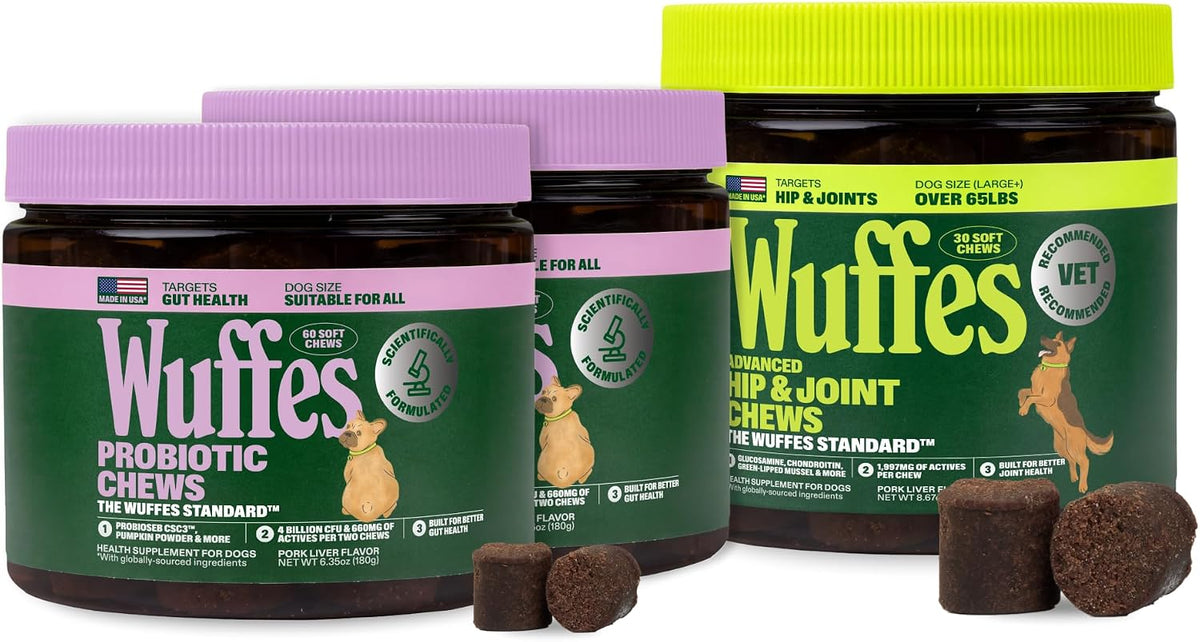 Two jars of soft chew supplements for large dogs
