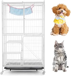 4-Tier Large Cat Playpen, Indoor Metal Wire Crate with 360 Degree Wheels