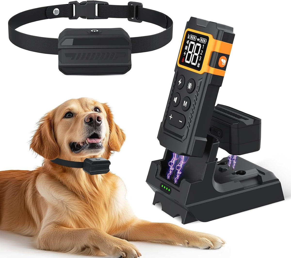 Wireless dog fence transmitter, remote and waterproof training collar