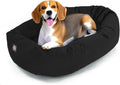 Rust suede round donut dog bed with head support rim – view 8
