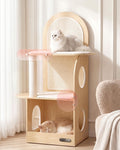 47 inch modern wood cat tree with sisal back pad and condo – view 2