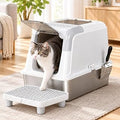 Enclosed Stainless Steel Cat Litter Box with Scoop and Cover