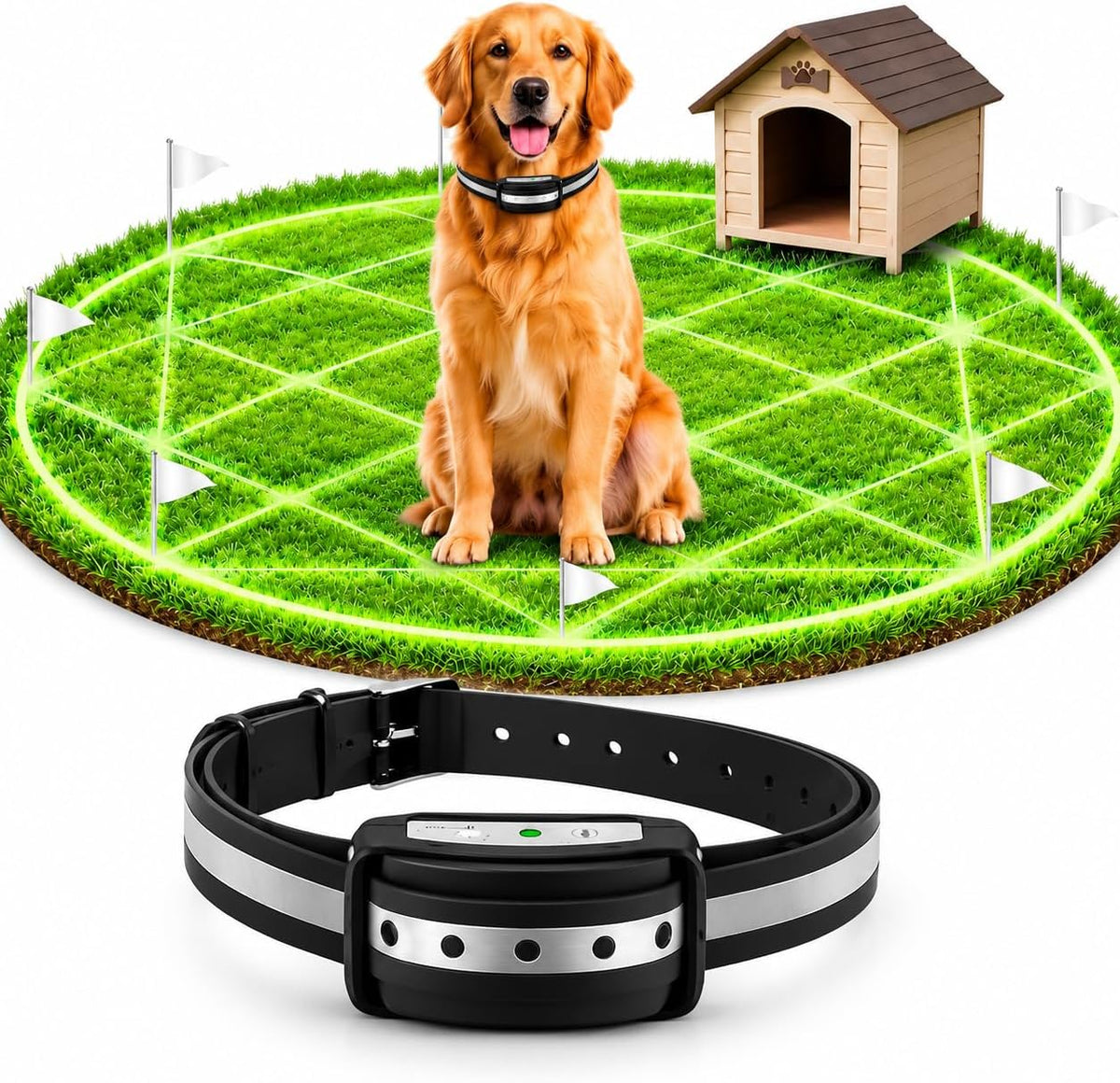 Wireless dog fence transmitter with rechargeable training collar – view 2