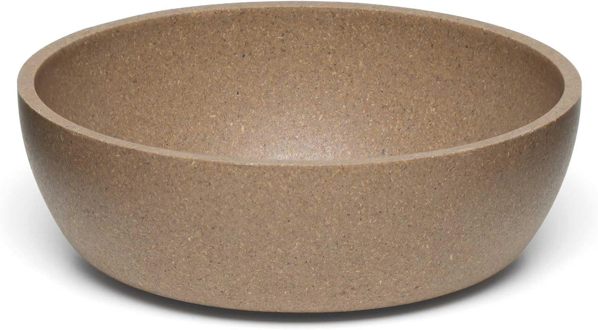 Stack of large oat beige bamboo pet dishes – view 6
