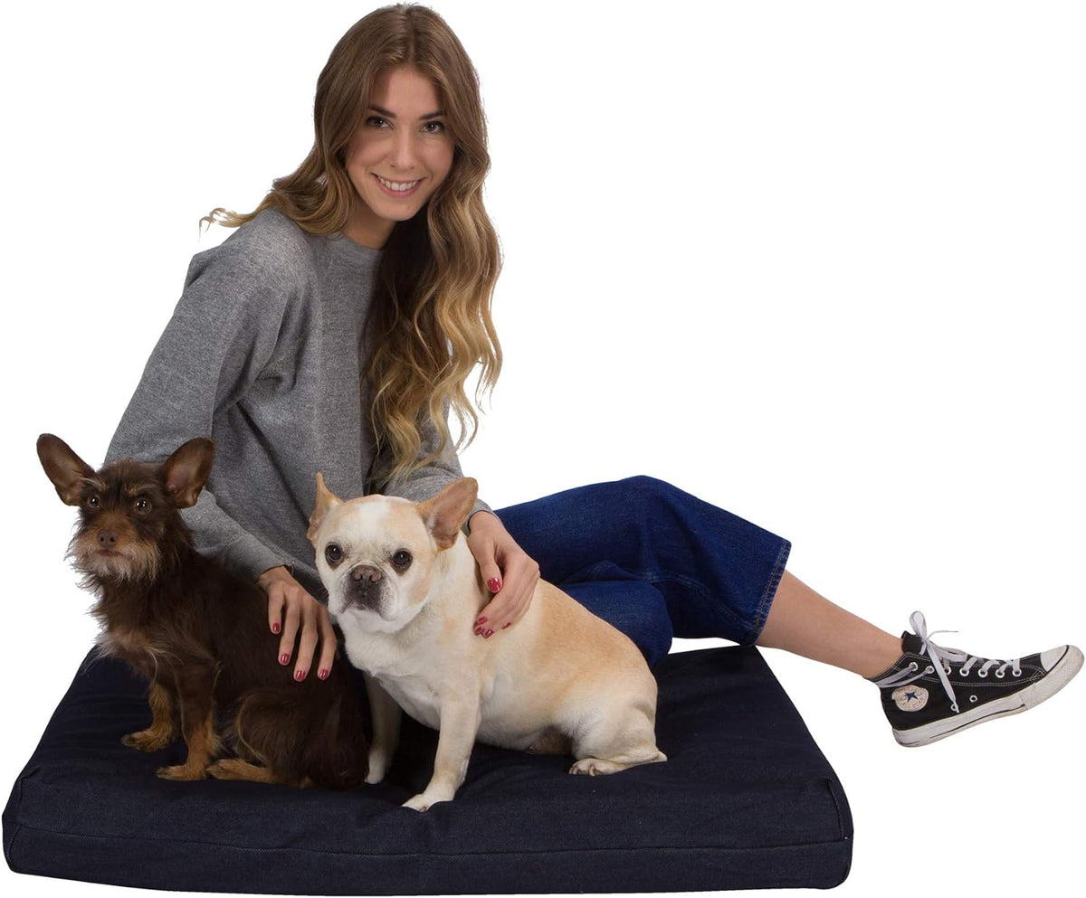 Blue large gel memory foam orthopedic dog bed – view 4
