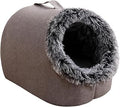 Enclosed Cat Bed with Carry Handle, Warm for Indoor Cats, Naps and Overnight, Peaceful Home Corners, Gray, 40x30x28cm