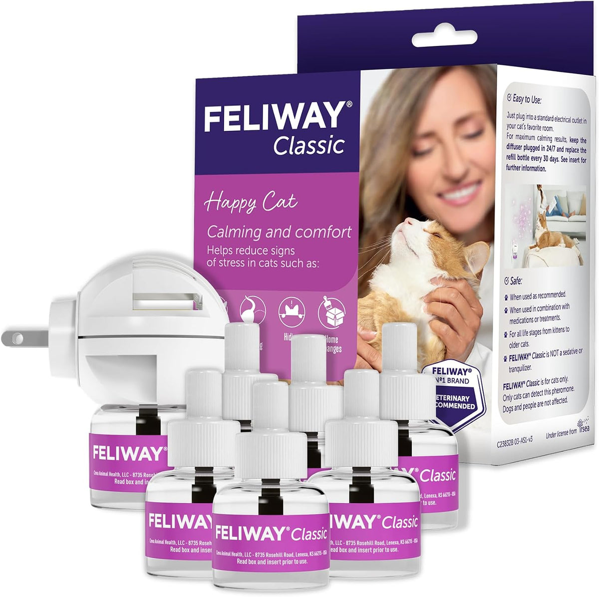 Cat pheromone plug-in diffuser with six refill vials