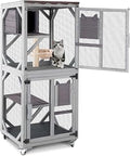 Outdoor Catio Large Cat Enclosure with Wheels, Resting Box, Sisal Post and Basket, 62.8 Inch