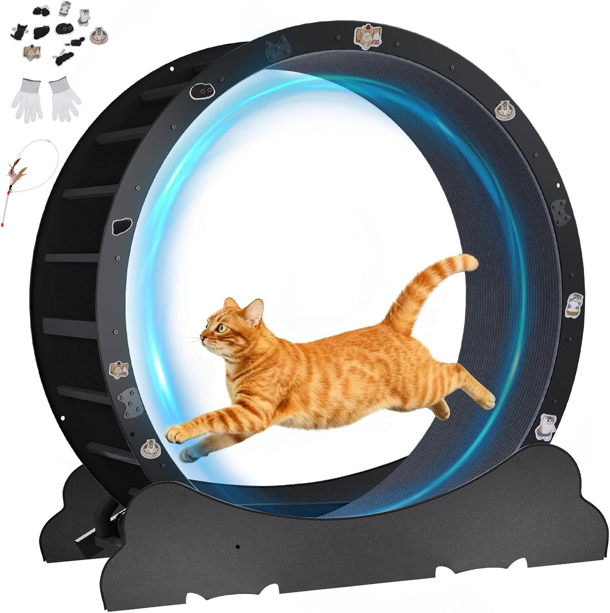 40 inch metal cat exercise wheel with carpet track and ear-shaped top – view 4