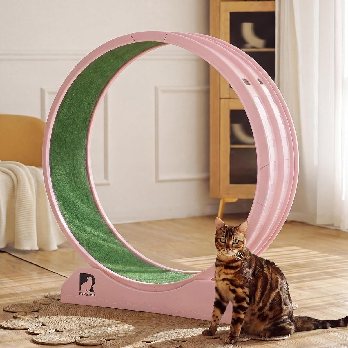 47.2 inch indoor cat exercise wheel with carpeted runway – view 10