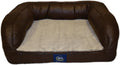 Blue quilted couch pet bed with bolster, large – view 2