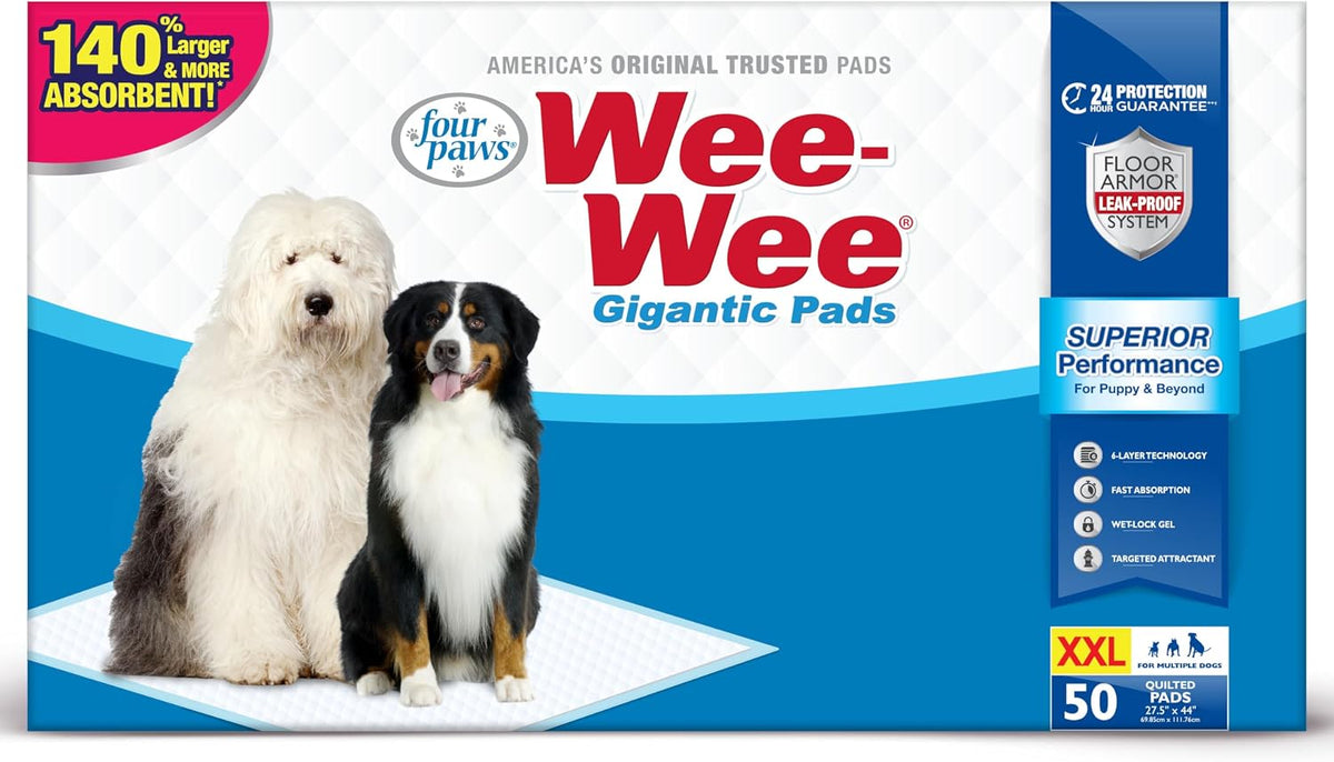 Gigantic 27.5 x 44 inch dog potty training pad spread on a floor – view 2