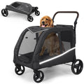 Green foldable pet stroller with detachable carrier – view 6