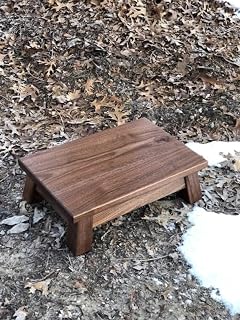 Rustic Solid Wood Pet Step Stool, Walnut Finish, Non-Slip, 12 x 8 x 4 In
