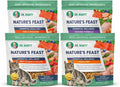 Four 12 oz bags of cat food in poultry, fish, beef and chicken flavors