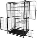 53.5-Inch 4-Tier Foldable Iron Cat Cage Crate with Wheels