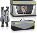 Grey foldable dog playpen with steel frame and removable top cover