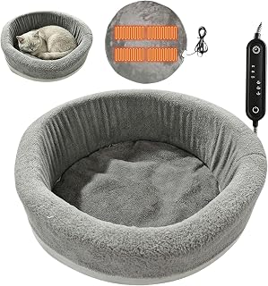 Heated Cat Bed, 5V Warming Plush Couch with Timer for Cats and Puppies