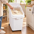 21 Gallon Pet Food Storage Bin with Scoop, Clear Lid and Rolling Wheels