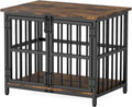 Rustic brown 31.5 inch wooden dog crate end table with double doors