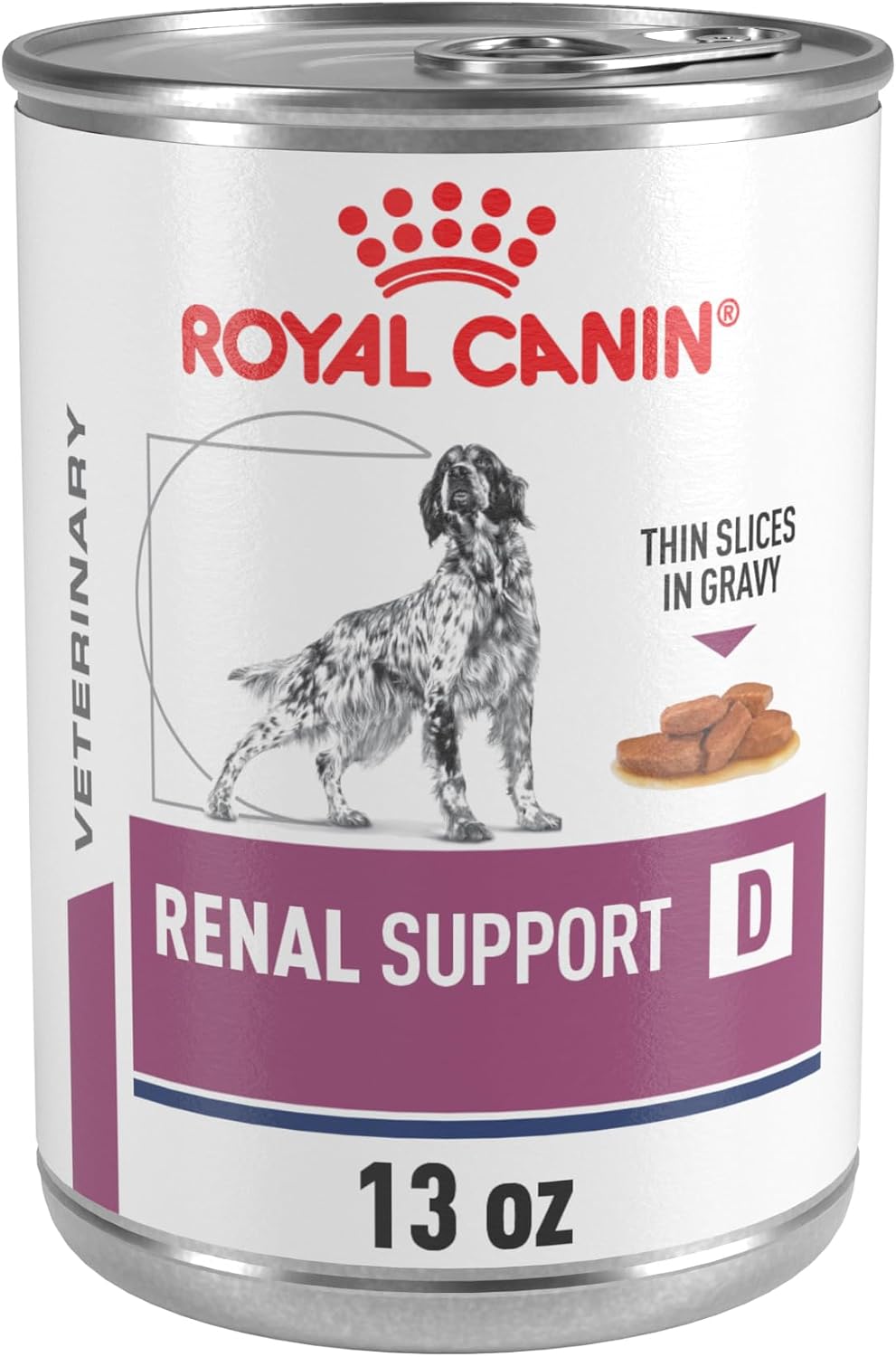 Case of renal support thin slices in gravy veterinary dog food cans