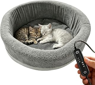 5V Electric Heated Kitten Bed, Plush Warming Cushion with Timer