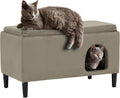 Ash 32 inch ottoman footstool with enclosed multi-cat bed inside
