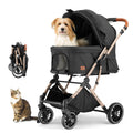 Green four-wheel folding pet stroller for medium dogs and cats – view 2