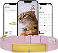 Smart Cat Collar Health Tracker with Safety Breakaway Buckle for Indoor Cats, White and Coral Pink, Medium