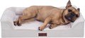 Steel blue embossed velvet sofa dog bed with bolsters – view 3