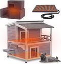 2 Story Heated Cat House for Outside with Heated Pad, Insulated All-Round Thermal Liner and Chewproof Cable