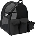 Mesh pet backpack carrier with wide opening and side pockets
