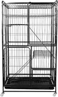 4-Tier Cat Cage with Tray, 53.5 Inch Foldable Crate with Wheels