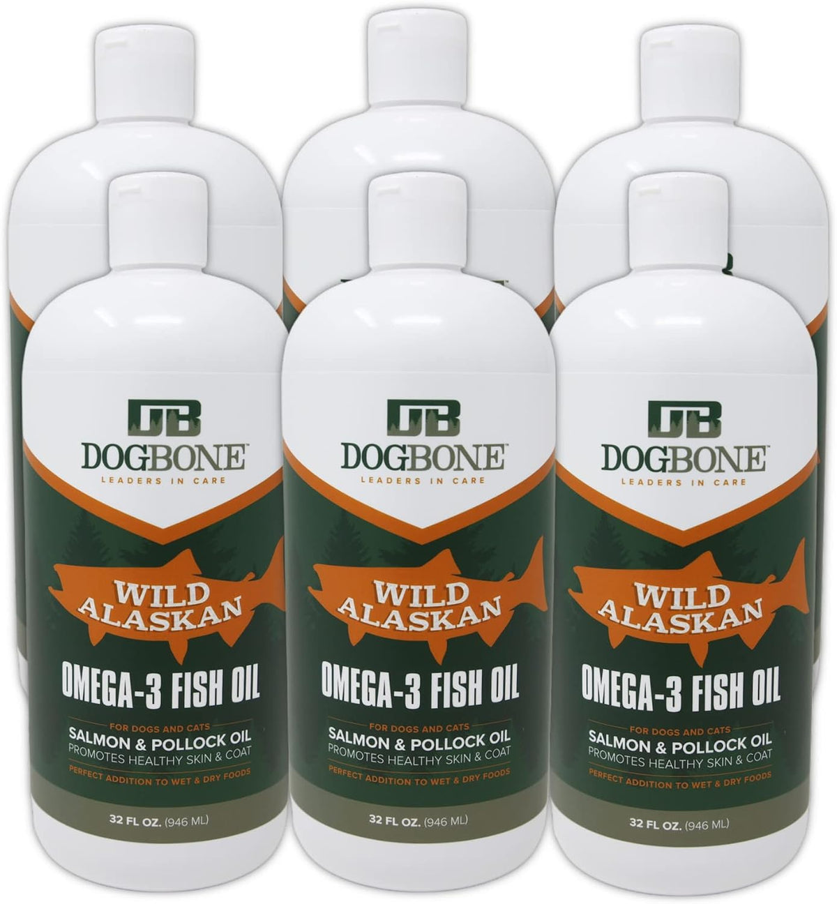 Six 32 oz bottles of wild Alaskan fish oil for dogs