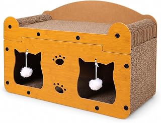 Cardboard Cat House Scratcher with Door and 2 Holes, 56cm