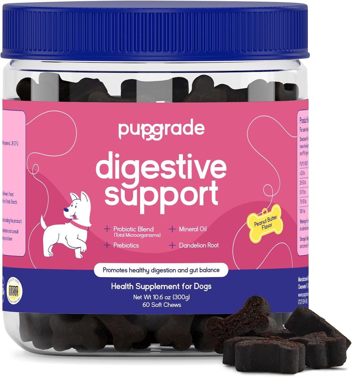 Jar of duck-flavored prebiotic and probiotic soft chews for dogs – view 4