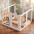 White clear acrylic dog playpen with eight panels and locking door