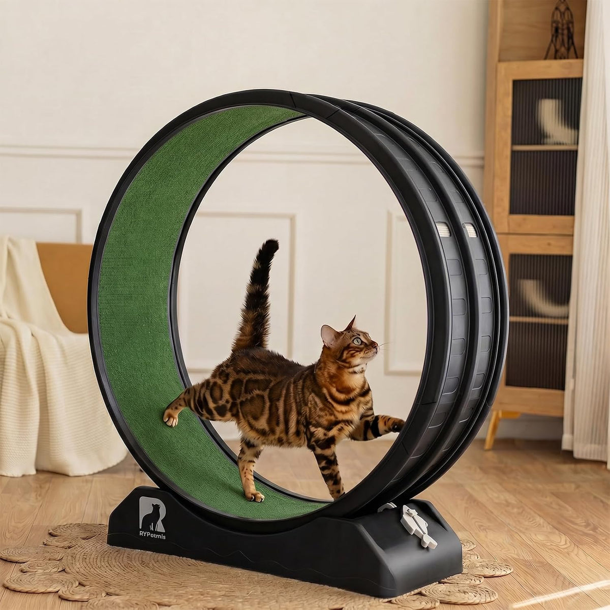 47.2 inch indoor cat exercise wheel with carpeted runway – view 7
