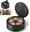 Black automatic wet food cat feeder with camera and five meal tray