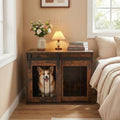 Rustic brown 31.5 inch farmhouse wooden dog crate with sliding barn door