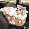 Center console dog car booster seat with plush edges