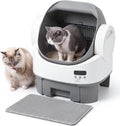 Gray open-top self-cleaning litter box with low entry
