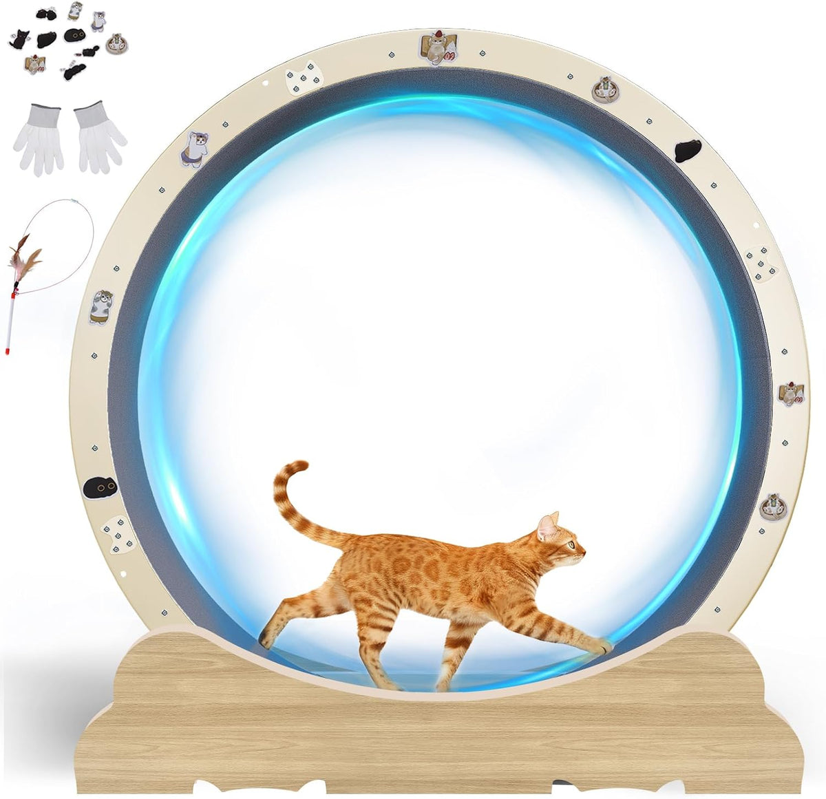 40 inch metal cat exercise wheel with carpet track and ear-shaped top